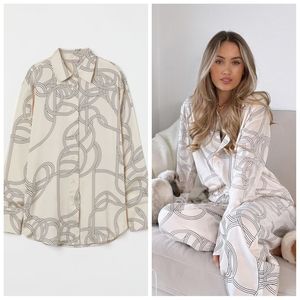 H&M Cream Long Sleeve Button-Up Shirt